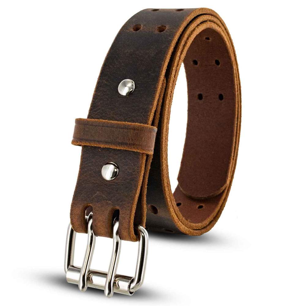 The Woodstock Double Prong Retro Style Jean Belt Holes Entire Length - 1.5&quot;