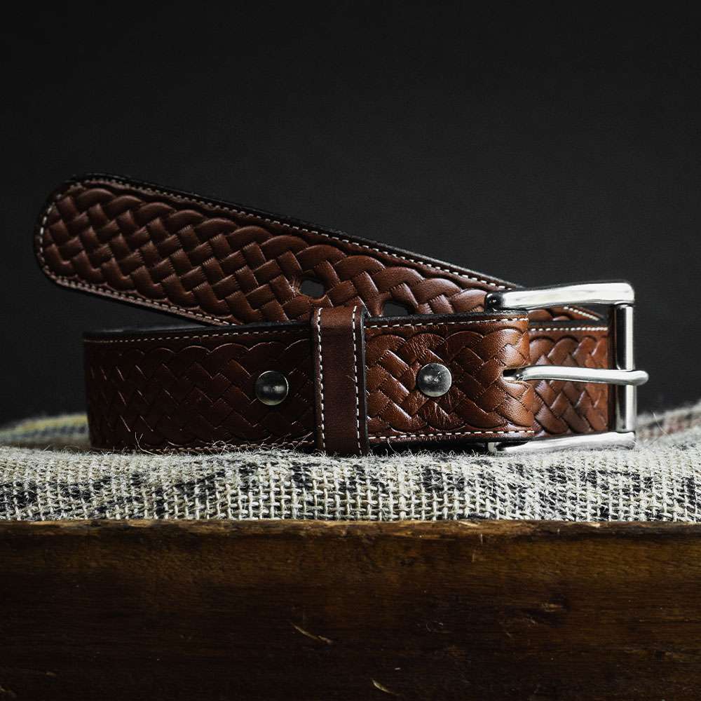 Classic Basket Weave Leather Belt