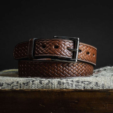 Best Leather Basket Weave Belt - USA Made - Hanks Belts