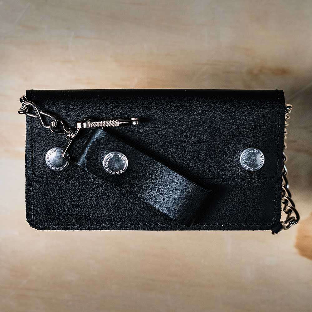 Biker Wallet Leather Chain in Black