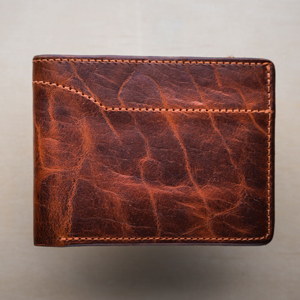 The Bifold Wallet with ID Window Dark Mahogany Bison