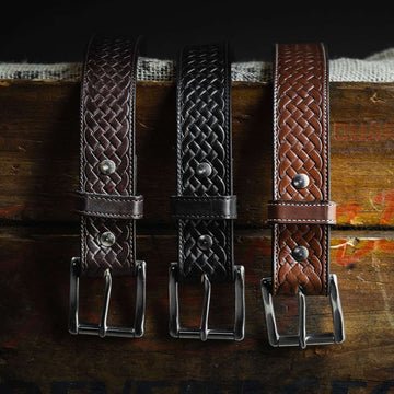 Best Leather Basket Weave Belt - USA Made - Hanks Belts