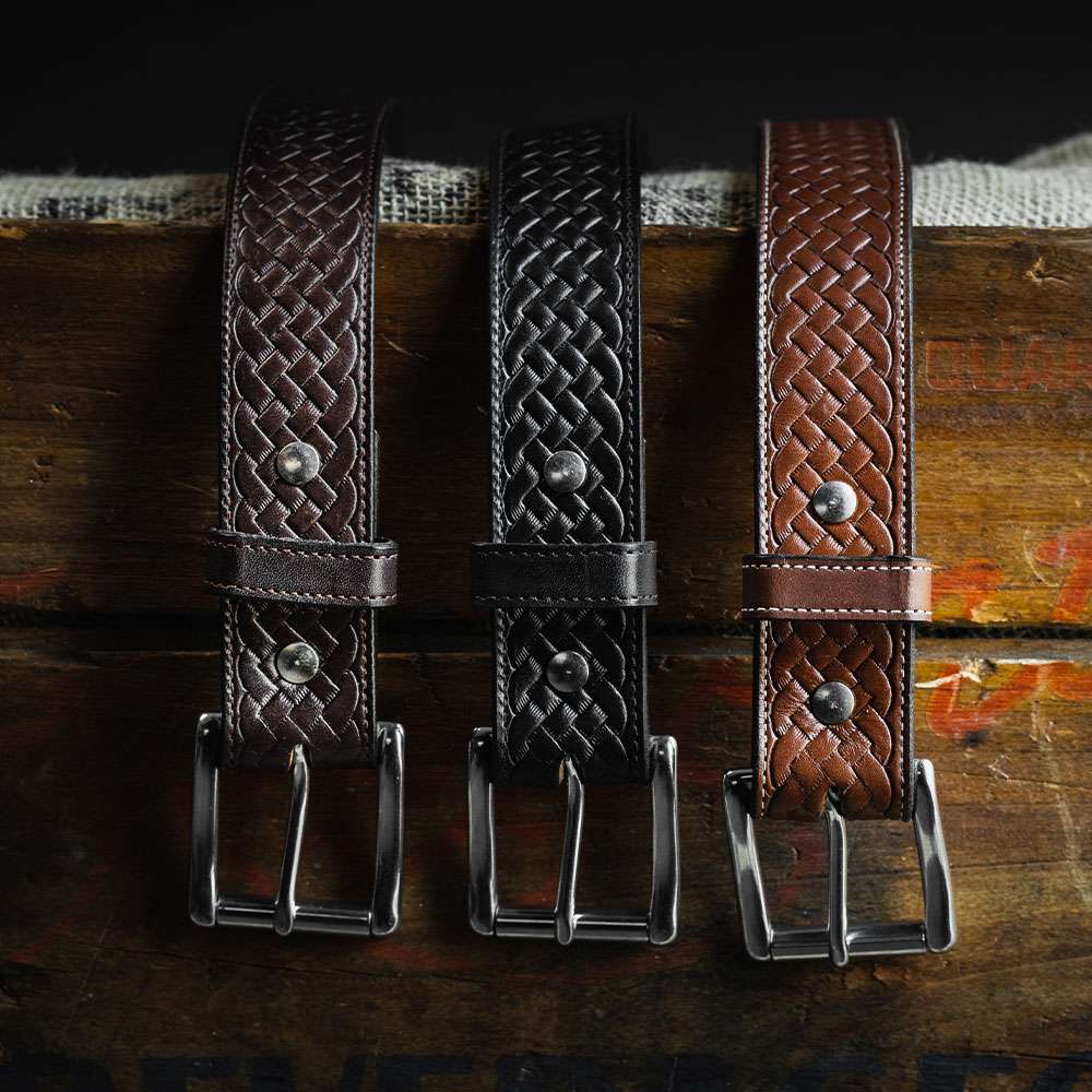 Classic Basket Weave Leather Belt