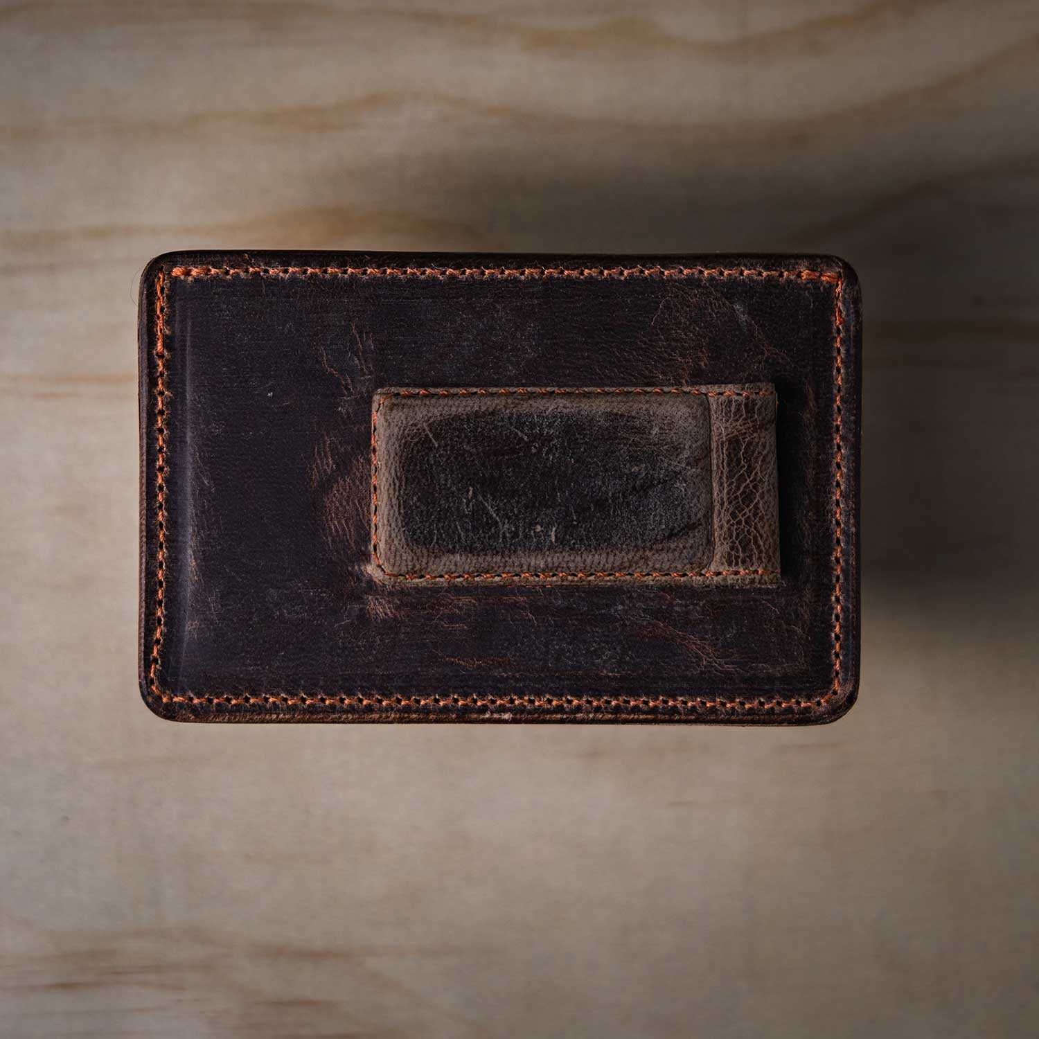 Wide Leather Money Clip Wallet