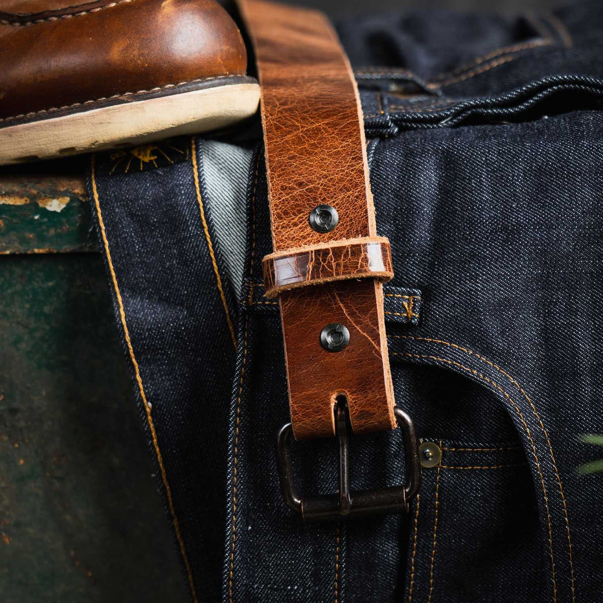 The Rustic Glazed Leather Jean Belt - 1.5&quot;