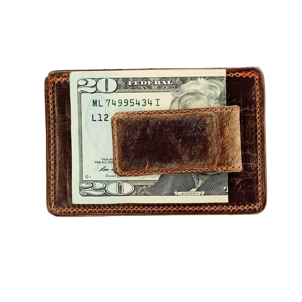 Leather Money Clip Wallet with Card Case