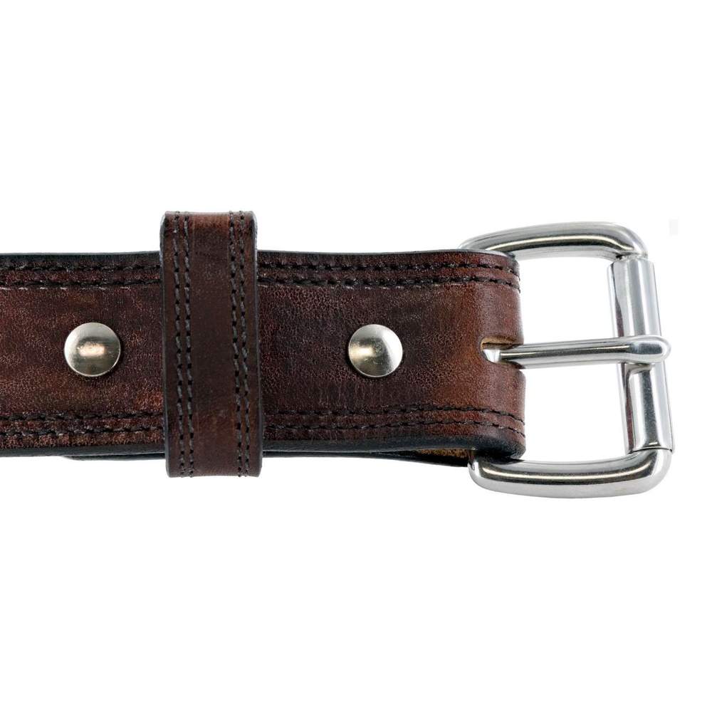 Hanks Old World Harness Belt Stitched With Edge Dye Rich Brown Hanks USA Made CCW Gun Belts