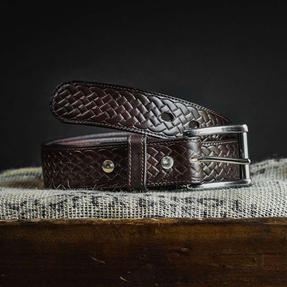 Brown Mock Ostrich Leather Belt