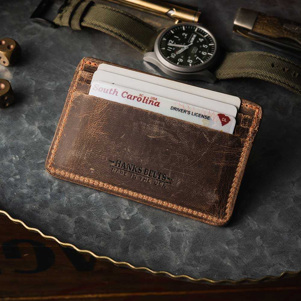 Granulated Leather Money Clip Wallet & Card Holder